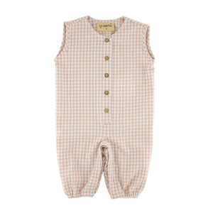 baby girl sleeveless onesie checks soft pink checkered seersucker