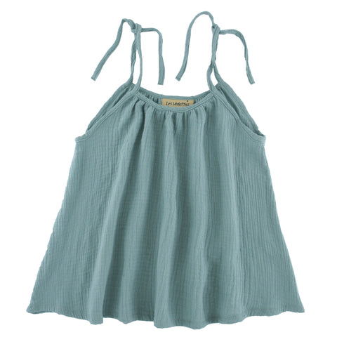 Girls Spaghetti Straps Romy Dress - Soft Green - 6 months-8 years - Muslin Cotton