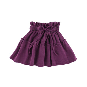 Girl's frilled Olivia skirt - Aubergine - 1-8 years - Muslin Cotton