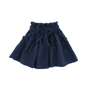 Girl's frilled Olivia skirt - Night Blue - 1-8 years - Muslin Cotton