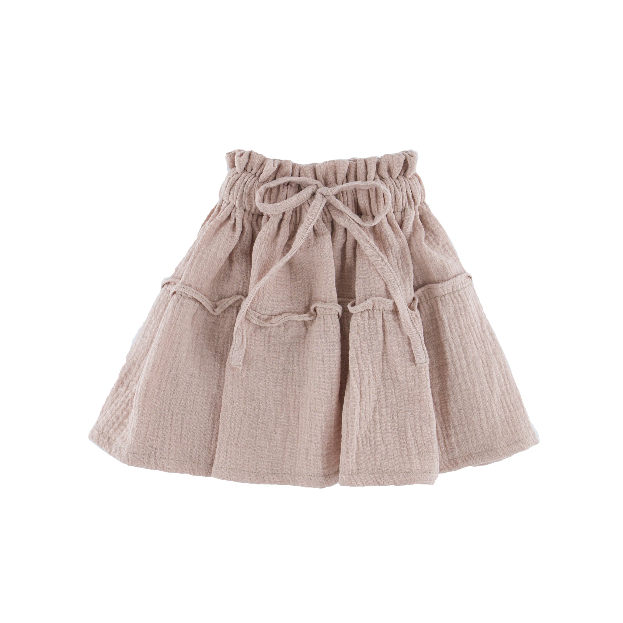 Girl's frilled Olivia skirt - Soft Pink - 1-8 years - Muslin Cotton