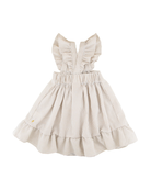 Girls Dress River by Les Vedettes in high quality Seersucker. The Dress is shown in Beige and White Stripes.