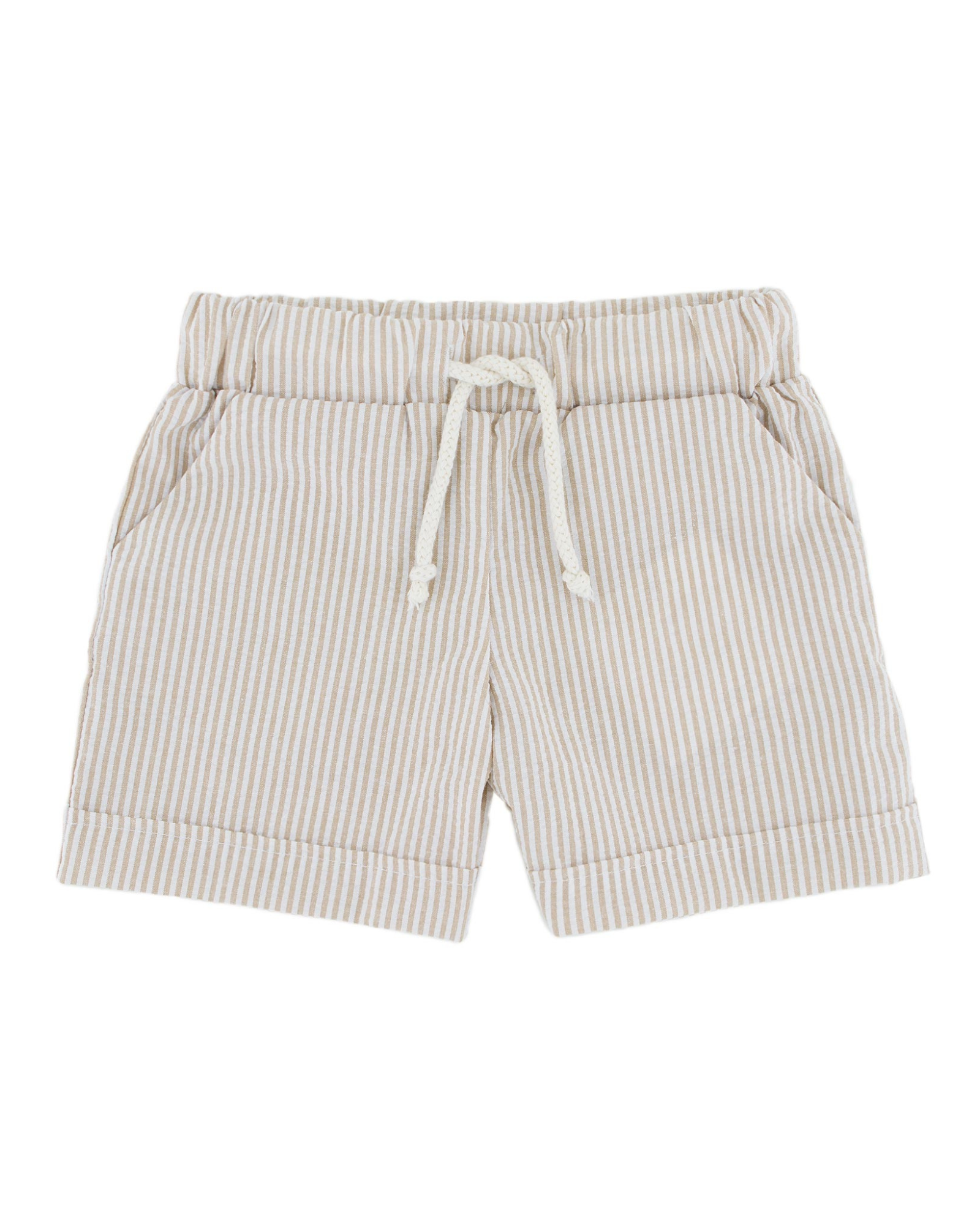 boys shorts Julian by Les Vedettes in stripes beige white seersucker