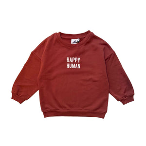 baby kid sweater long sleeve happy human mahogany reddish-brown rust organic cotton