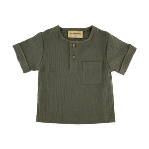 boys-short-sleeve-shirt-top-pocket-khaki_green-muslin-cotton-Les_Vedettes