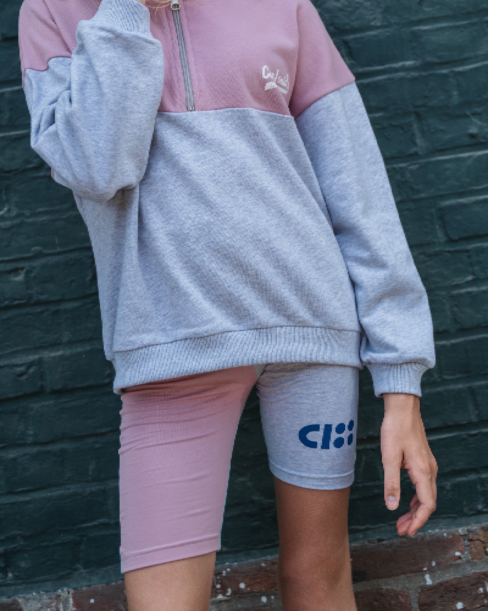 girl model wearing the bike shorts in colour block organic cotton from cos I said so