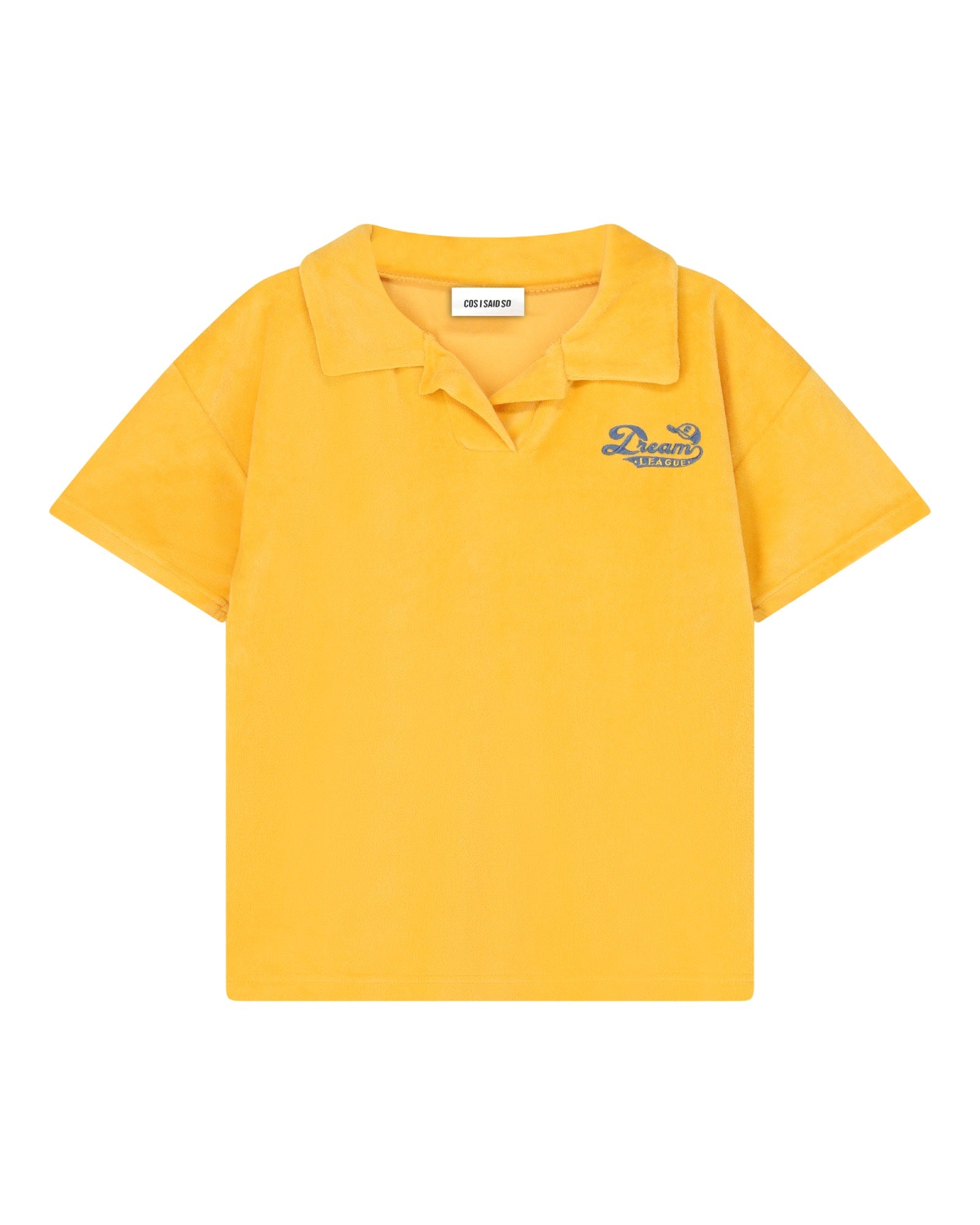polo dream team in organic towel terry cotton in bright mimosa yellow by cos I said so - front side