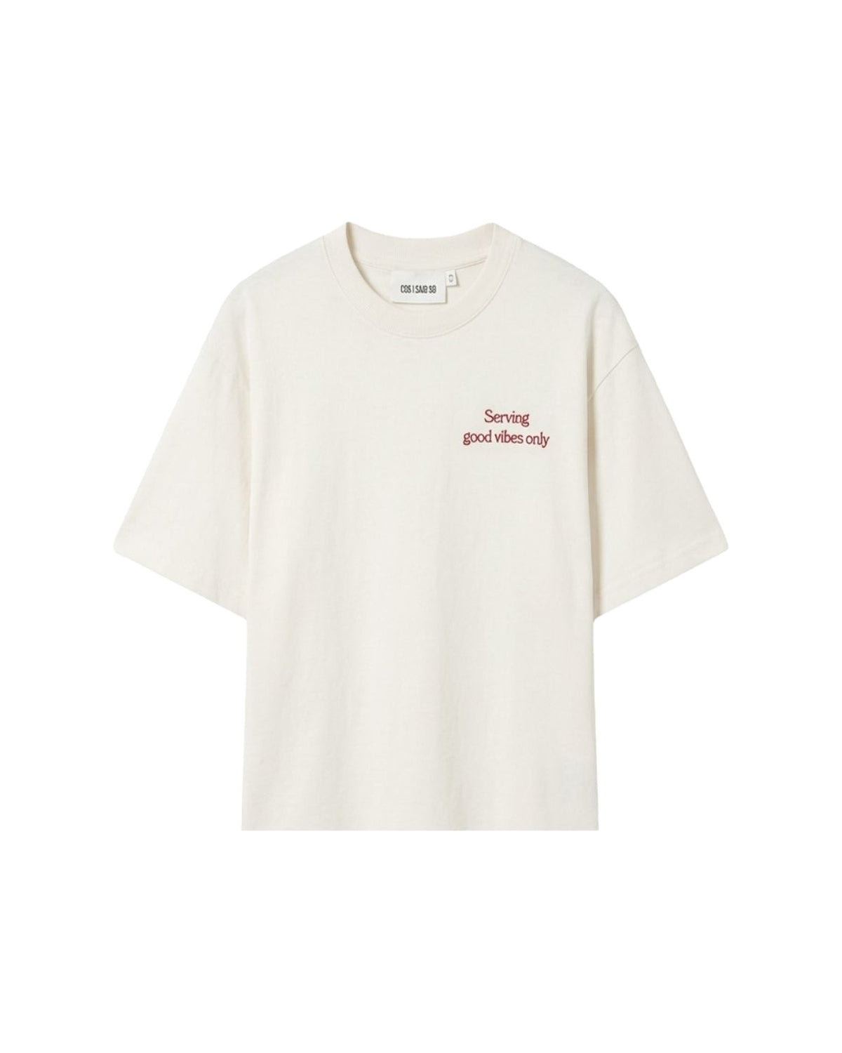 Unisex kids organic cotton Good Vibes T-shirt in white by Cos I Said So, front view