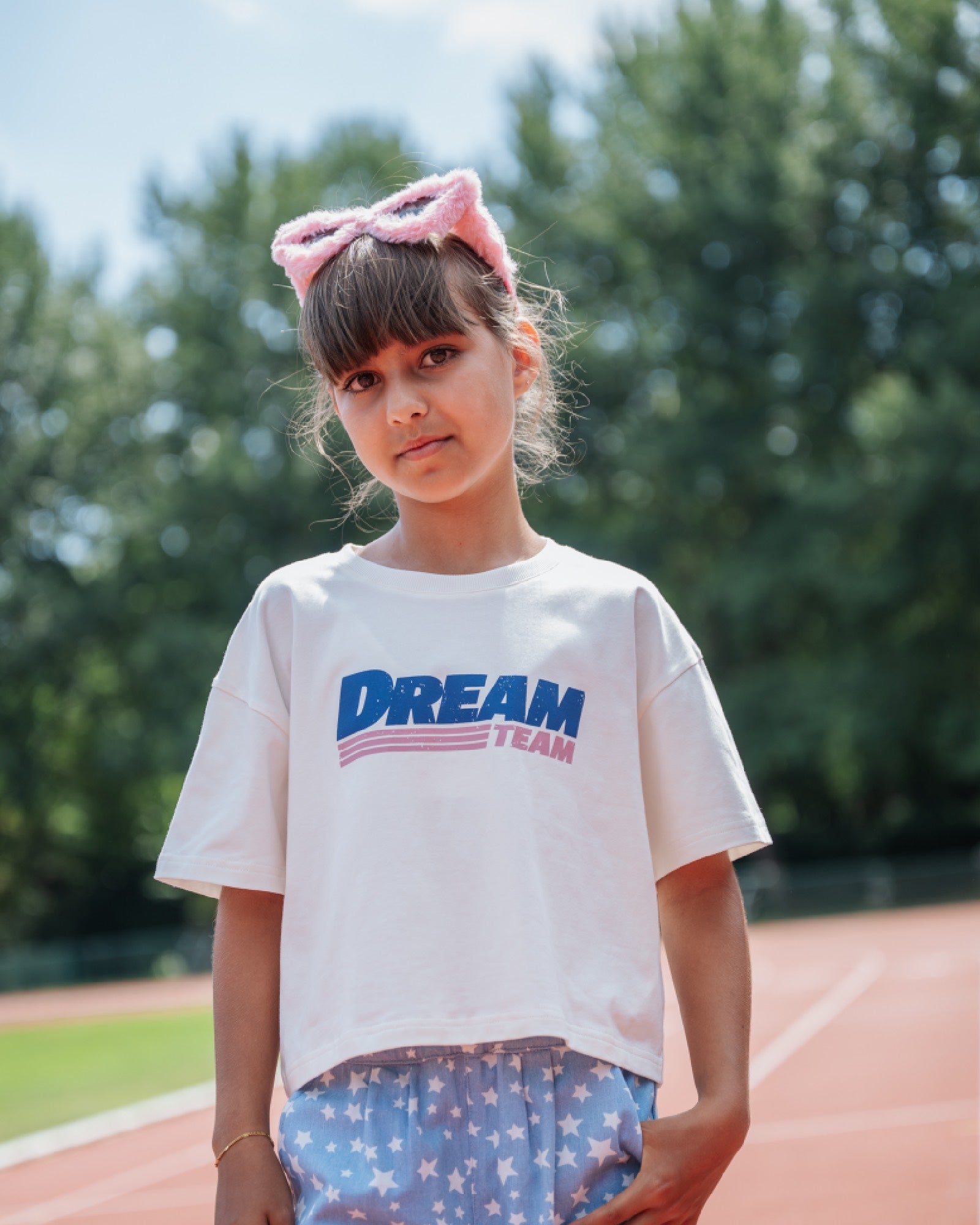 girl model wearing the crop t-shirt dream team by cos I said so