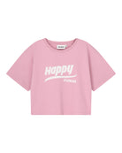 girls crop t-shirt in polignac pink organic cotton by cos I said so  - front view