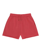 girls cut off jog shorts by Cos I Said So in the color poinsettia red in high quality organic cotton