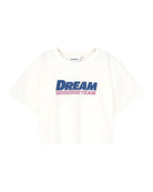 girls crop t-shirt dream team in offwhite organic cotton by cos I said so  - front view