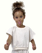 jog top ciss in light organic cotton sweater fabric by Cos I Said So comes in off white melange