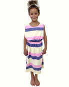 girl model wearing the striped tank top and the matching striped long skirt by Cos I Said So 