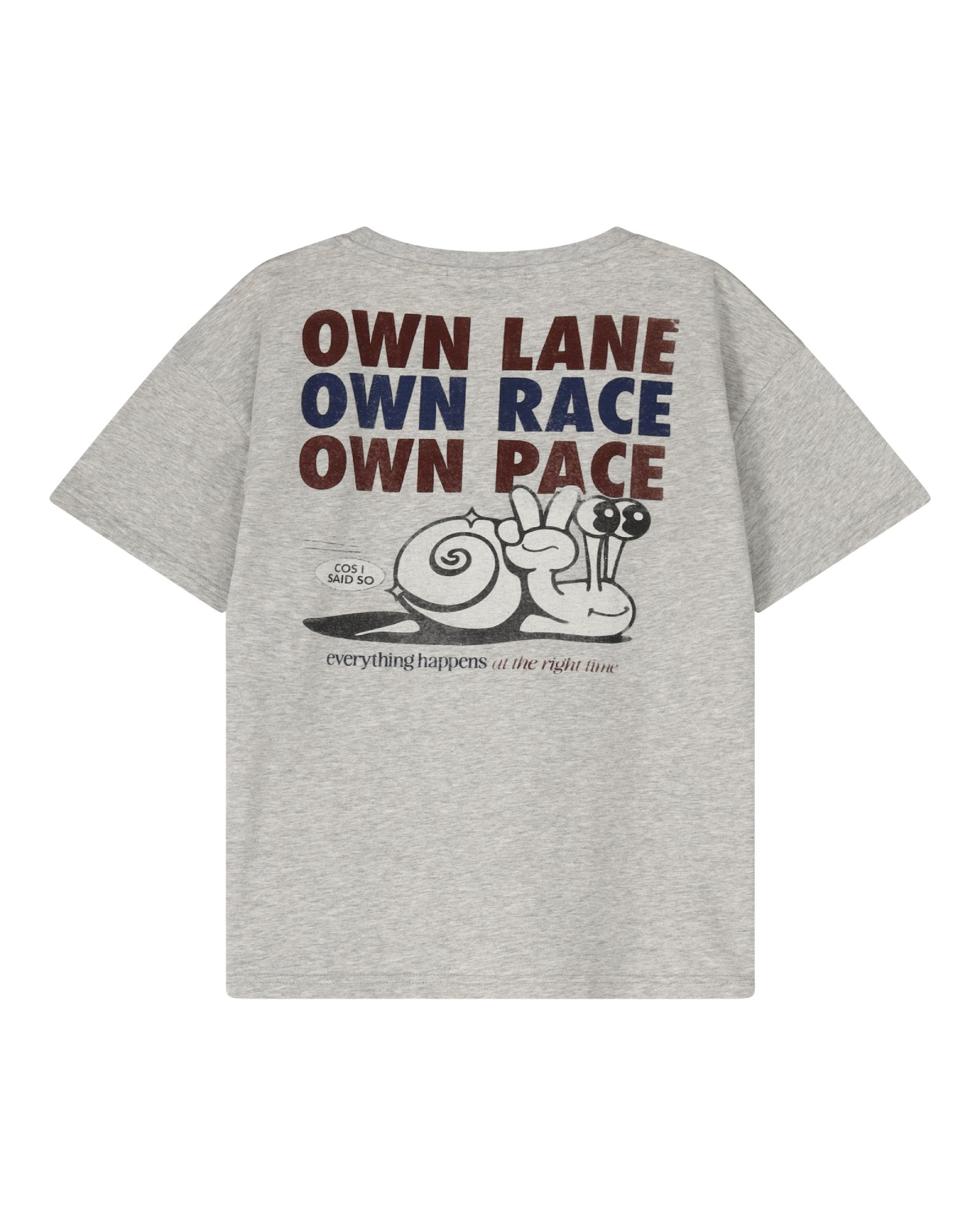 unisex own lane t-shirt by Cos I Said So in the color grey melange in high quality gots certified organic cotton from the rear
