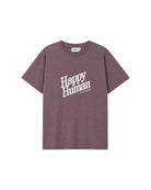 Happy Human t-shirt in organic cotton for toddlers, kids and teenagers in peppercorn plum, by Cos I Said So, front view