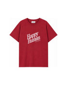Happy Human t-shirt in organic cotton for toddlers, kids and teenagers in red, by Cos I Said So, front view
