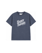 Happy Human t-shirt in organic cotton for toddlers, kids and teenagers in turbulence dark blue, by Cos I Said So, front view