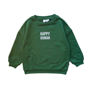 baby kid sweater long sleeve happy human myrtle green organic cotton