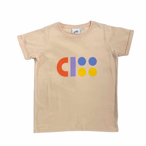 kid t-shirt short sleeve CISS graphic peach beige organic cotton