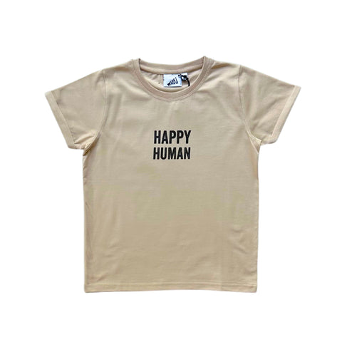 baby kid t-shirt short sleeve happy human rice off-white organic cotton