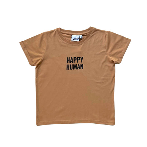 baby kid t-shirt short sleeve happy human tanzine natural beige sand organic cotton