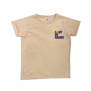baby kid t-shirt short sleeve lost in music peach beige organic cotton