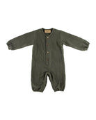 baby boy or unisex Leo romper with long sleeves in khaki by Les Vedettes