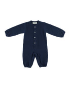 Leo baby romper for boys or unsiex with long sleeves and 4 coconut buttons in front by Les Vedettes