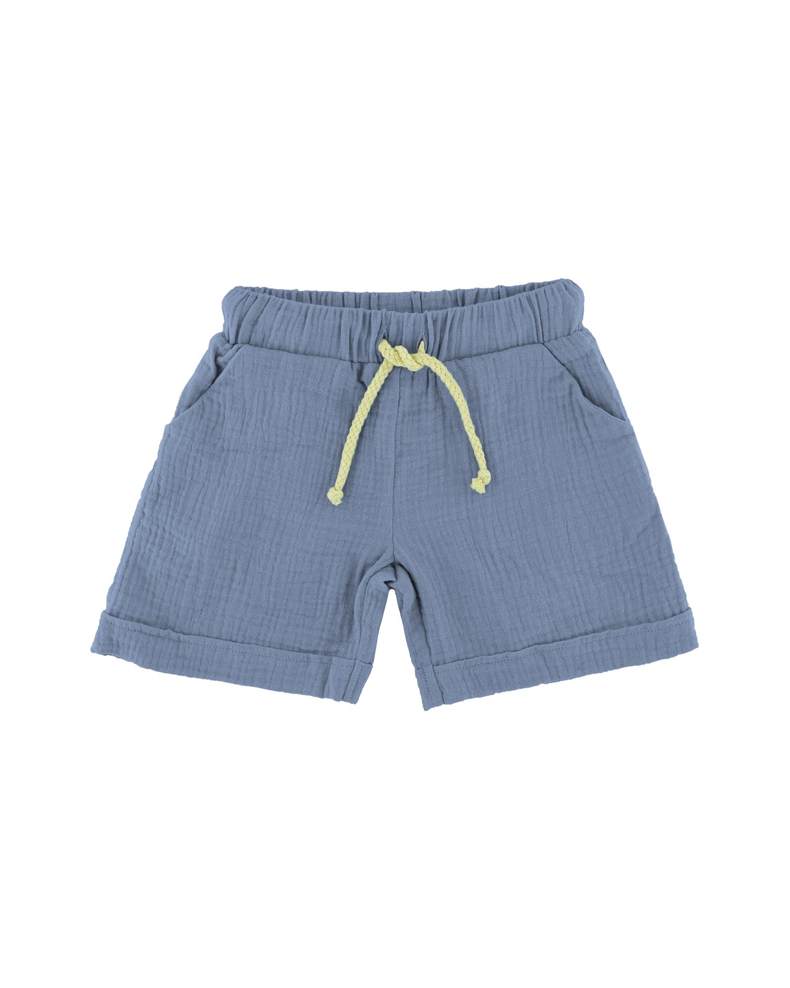 the Julian shorts by Les Vedettes in cloudy blue muslin cotton for boys