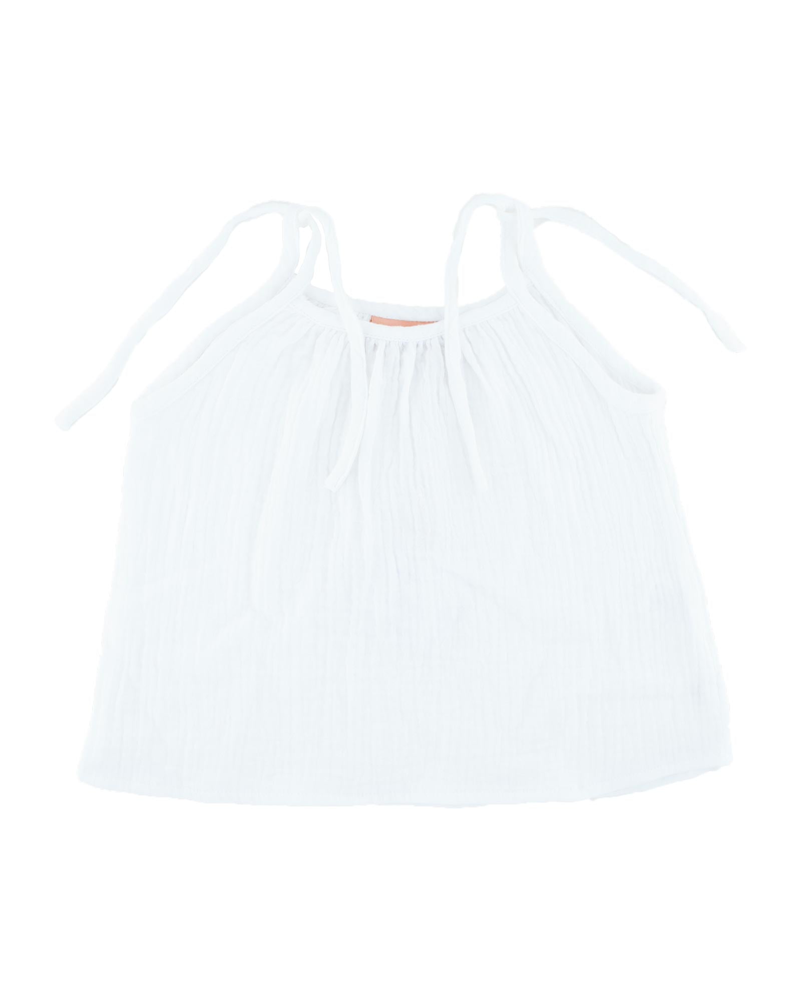 girls top Miu with straps in white muslin cotton by Les Vedettes