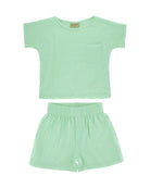 unisex set mint by Les Vedettes in muslin cotton
