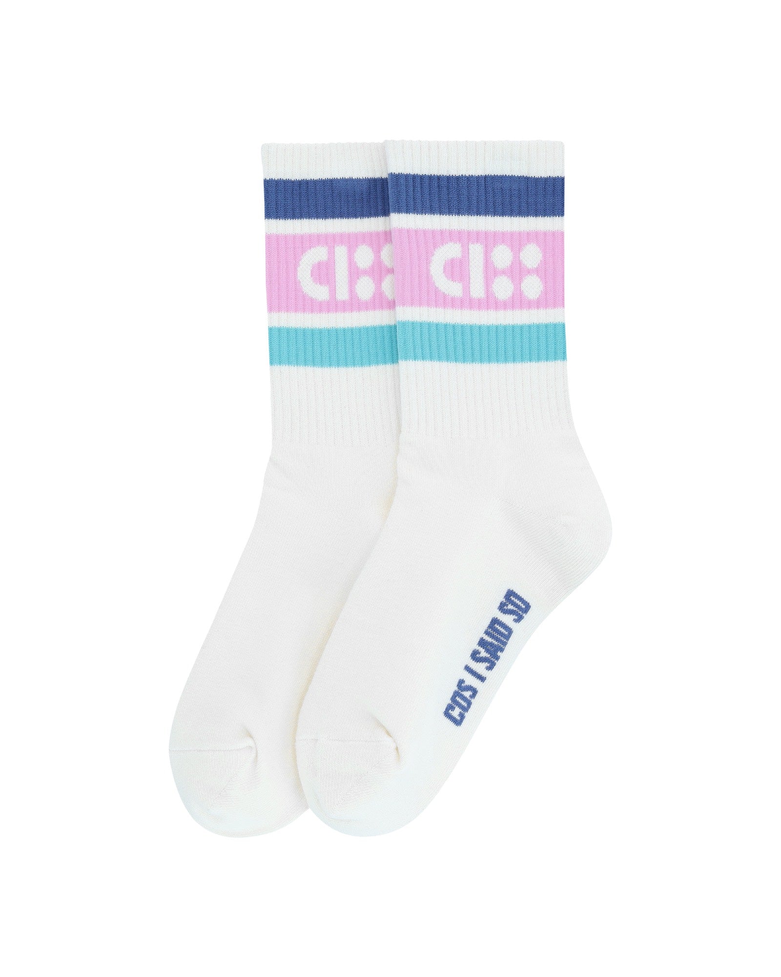 unisex socks in offwhite by cos I said so with ciss logo in pink