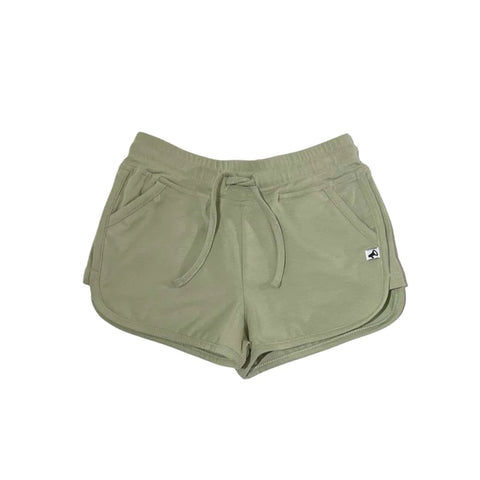 kid track shorts laurel green organic cotton