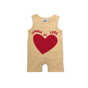 baby onesie overall romper graphic heart summer love apricot soft organic cotton