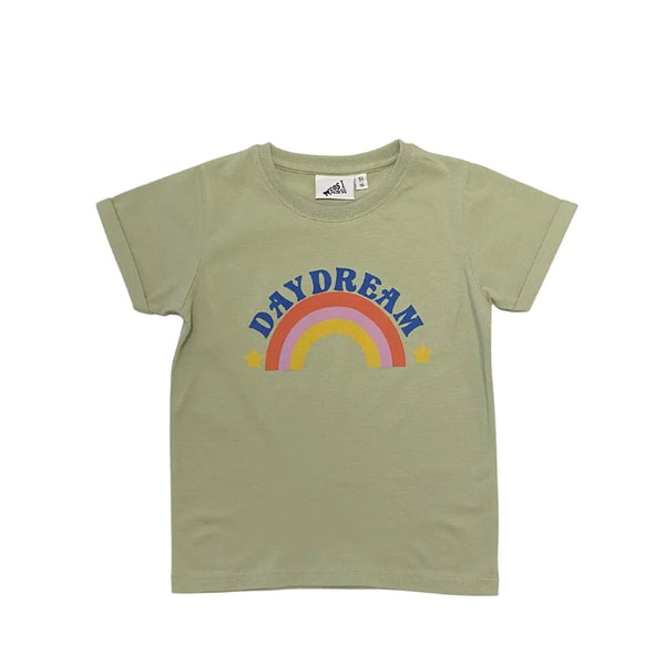 baby kid t-shirt short sleeve laurel green daydream organic cotton