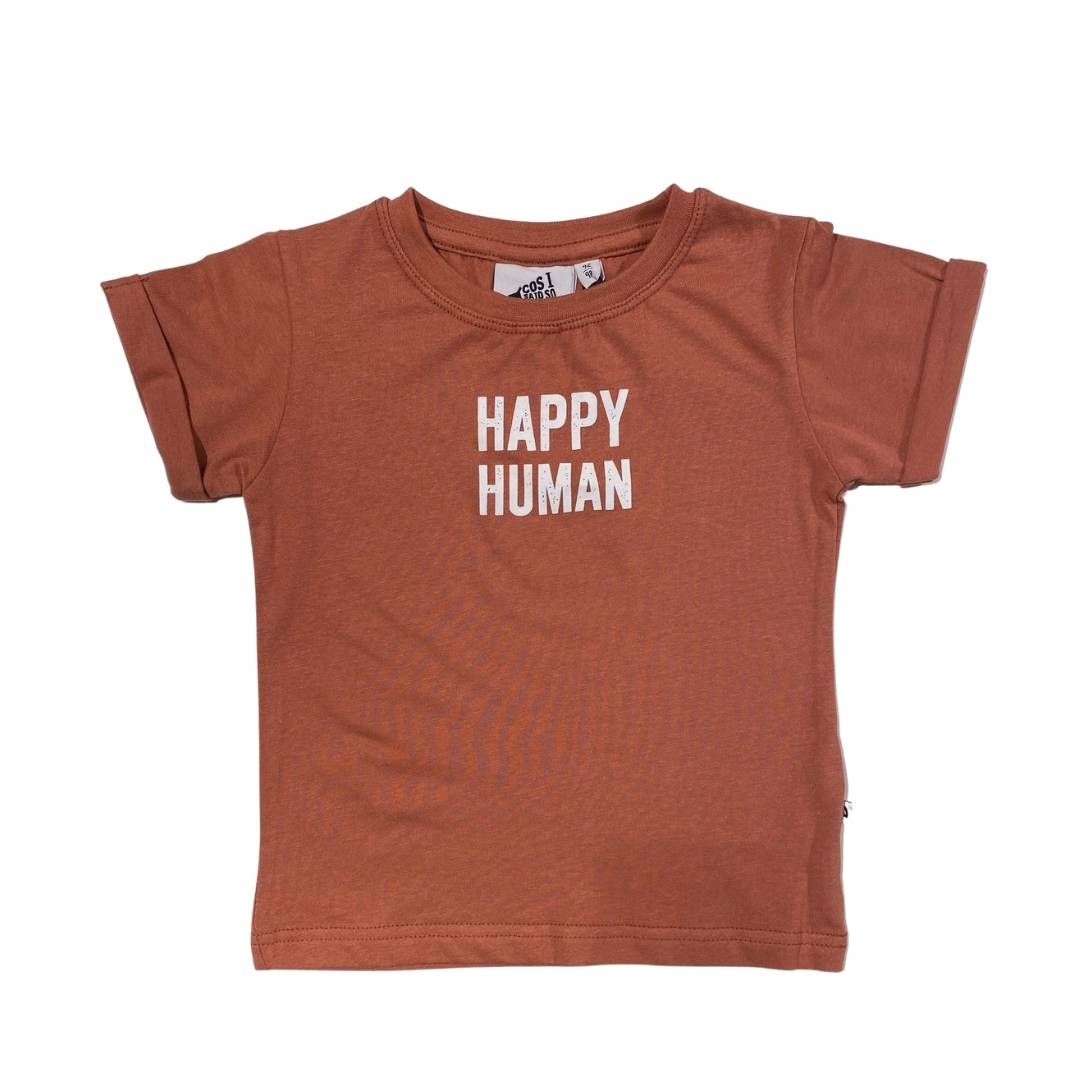 T-SHIRT - HAPPY HUMAN - RUSSET