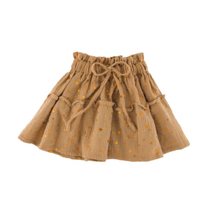 Girl's frilled Olivia skirt - Flake Drops Beige - 1-8 years - Muslin Cotton