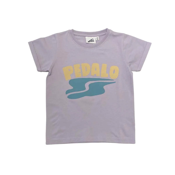 kid t-shirt short sleeve pedalo graphic print purple organic cotton 